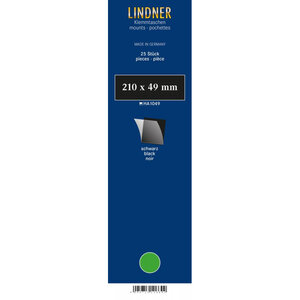 Bandes simple soudure 210 x 49 mm pour timbres-poste. Fond - Noir