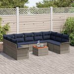 vidaXL Ensemble de canapé de jardin 10 Pièces Gris et bleu marine