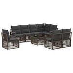 vidaXL Ensemble de canapé de jardin 9 Pièces Gris polyrotin