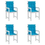 vidaXL Coussins de chaise de jardin à dossier bas lot de 4 bleu