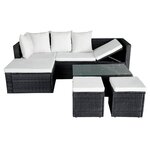 vidaXL Salon de jardin 4 Pièces avec coussins Résine tressée Noir