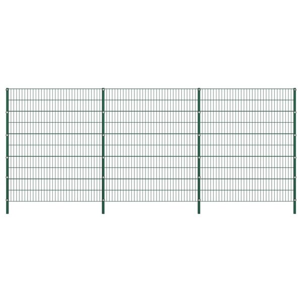 Vidaxl panneau de clôture avec poteaux fer 5 1 x 2 m vert