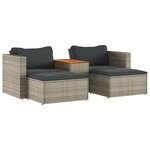 vidaXL Salon de jardin 5 Pièces avec coussins gris résine tressée acacia