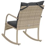 vidaXL Chaise à bascule de jardin avec coussins gris clair poly rotin