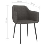 vidaXL Chaises à manger lot de 2 gris foncé tissu