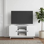 vidaXL Meuble TV 102 x 34 5 x 50 cm Blanc Bois d'ingénierie