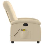 vidaXL Fauteuil inclinable de massage crème tissu