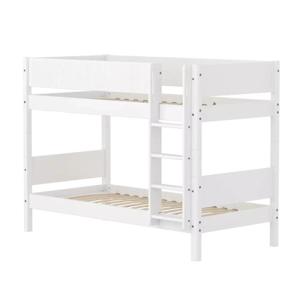 Flexa WHITE Lit superpose avec echelle droite 90 x 200 cm Barriere pleine Blanc