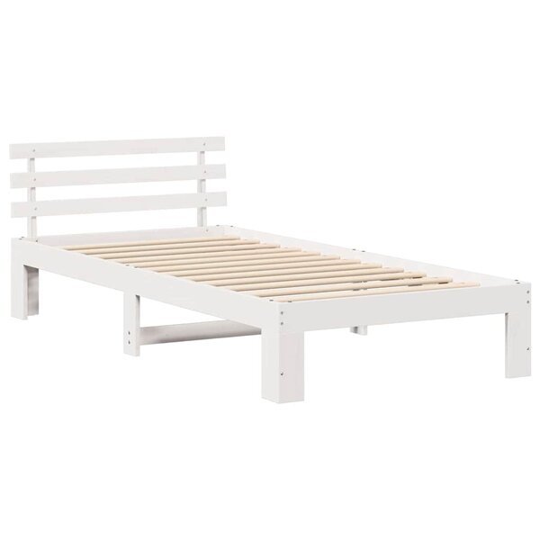 vidaXL Cadre de lit Blanc 90 x 190 cm Bois de pin massif