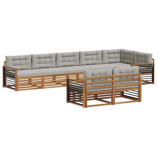 vidaXL Ensemble de canapés d'extérieur 8 pc Gris Naturel et Clair