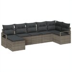 vidaXL Ensemble de canapé de jardin 7 pièces avec coussins en rattan poly gris