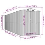 Vidaxl abri de jardin marron clair 192x689x223 cm acier galvanisé