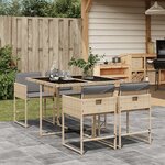 vidaXL Ensemble à manger de jardin coussins 5 Pièces mélange beige rotin