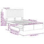 vidaXL Lit de Rangement Noir 135 x 190 cm Bois d'ingénierie