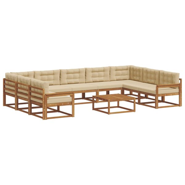vidaXL Ensemble de canapés d'extérieur 10 Pièces Naturel et Beige