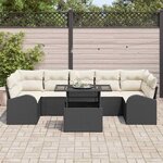 vidaXL Ensemble de canapé de jardin avec coussin 8 Pièces Noir Poly rotin