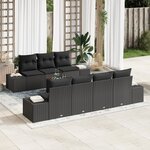 vidaXL Ensemble de canapés de jardin de 8 pièces avec coussins en noir  rotin et acacia