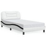 vidaXL Cadre de lit avec LED sans matelas blanc et noir 100x200 cm