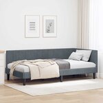 vidaXL Cadre de lit d'angle Gris foncé 90 x 190 cm Velours