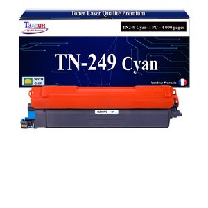 T3AZUR -Toner compatible avec Brother TN249 pour Brother HL-L8230CDW  HL-L8240CDW  MFC-L8340CDW  MFC-L8390CDW - Cyan