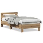 vidaXL Cadre de lit en chêne artisanal 90x200 cm  fait en bois d'ingénierie.