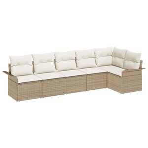vidaXL Ensemble de canapé de jardin 6 Pièces Beige Poly rotin