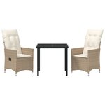 vidaXL Ensemble de jardin 3 pièces avec coussins beige en poly rattan