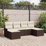vidaXL Ensemble de canapé de jardin 6 Pièces Marron Poly rotin