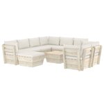 vidaXL Salon de jardin palette 10 Pièces avec coussins bois d'épicéa