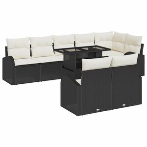 vidaXL Ensemble de canapé de jardin 9 Pièces Noir et Crème polyrotin