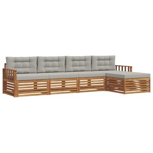 vidaXL Ensemble de canapés d'extérieur 5 pc Gris Naturel et Clair