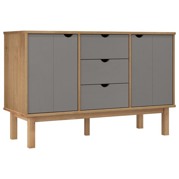 vidaXL Buffet OTTA Marron et gris 113 5x43x73 cm Bois massif pin