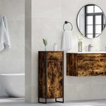 vidaXL Cabinet de salle de bain avec porte Chêne Fumé 40 x 30 x 100 cm
