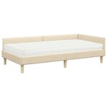 vidaXL Cadre de lit d'angle avec matelas 2 Pièces Crème tissu