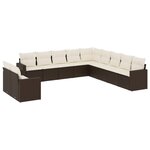 vidaXL Salon de jardin et coussins 11 Pièces marron résine tressée