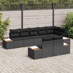 vidaXL Ensemble de canapé de jardin avec coussin 8 Pièces Noir Poly rotin