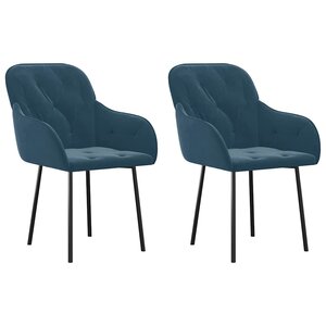 vidaXL Chaises à manger lot de 2 Bleu Velours