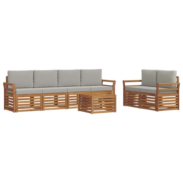 vidaXL Ensemble de canapés d'extérieur 7 Pièces Gris Naturel et Clair