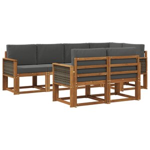 vidaXL Ensemble de canapés d'extérieur 7 pc Naturel et Anthracite