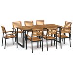 vidaXL Ensemble à manger de jardin 9 Pièces bois d'acacia solide et métal