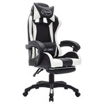 Chaise fauteuil siège pivotante de bureau informatique étude de jeux vidéo avec LED RVB et similicuir blanc 02_0024199
