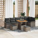 vidaXL Ensemble de canapé de jardin 9 Pièces Gris polyrotin