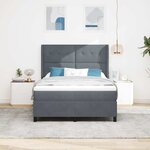 vidaXL Lit à ressorts avec tête de lit Gris foncé 140 x 200 cm Velours