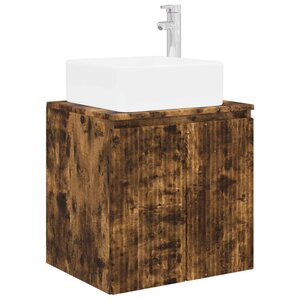 vidaXL Vanité de lavabo mural Chêne fumé 49 5 x 41 x 63 cm