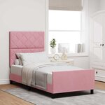 vidaXL Cadre de lit avec tête de lit Rose 90 x 190 cm Velours