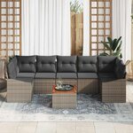 vidaXL Ensemble de canapé de jardin avec coussin 8 Pièces Gris Poly rotin