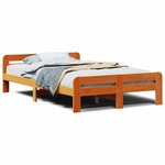 vidaXL Cadre de lit sans matelas cire marron 135x190cm bois pin massif