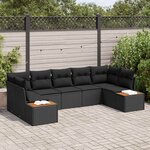 vidaXL Ensemble de canapé de jardin avec coussin 7 Pièces Noir Polyrotin