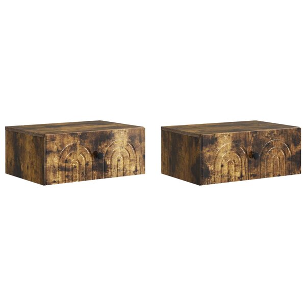 vidaXL Cabinet de chevet mural 2 Pièces Chêne fumé 49 x 34 5 x 20 cm