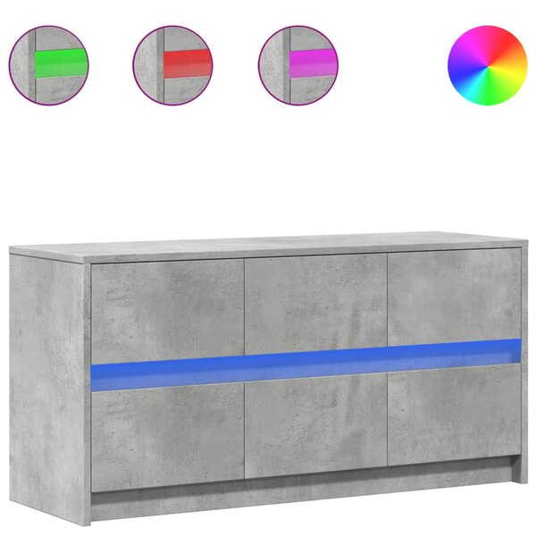 vidaXL Meuble TV avec LED gris béton 100x34x50 cm bois d'ingénierie